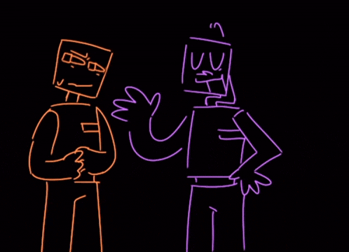 a drawing of a person with a box on their head with the letter a on it