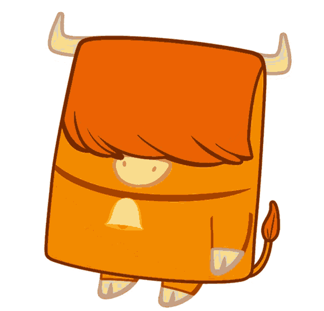 a cartoon of a bull with a bell around its neck