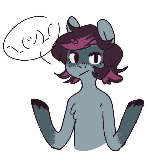 a drawing of a pony with a speech bubble that says ' l ( ) ' on it