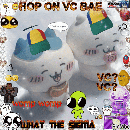 a collage of cartoon characters with the words chop on vc bae on top