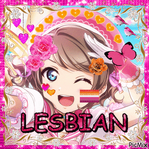 a picture of a girl with the word lesbian in the corner