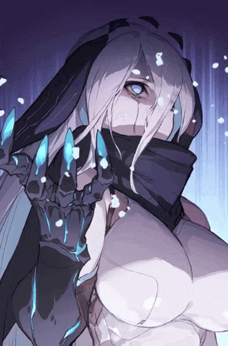 a drawing of a girl with long white hair