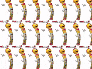 a cartoon drawing of a smiley face holding a stack of money