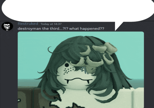 a picture of a girl with horns and a speech bubble that says destroyman the third