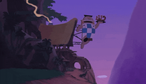 a cartoon drawing of a castle with a purple background