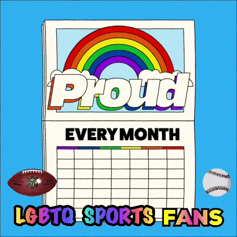 a calendar with a rainbow and the words " proud every month " on it