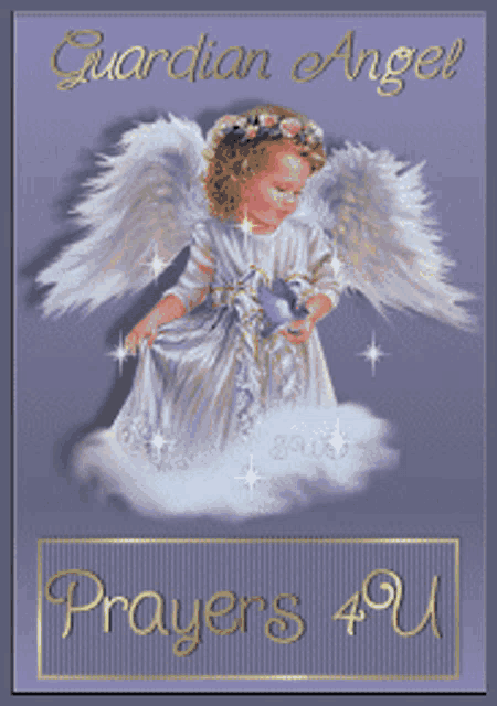 a picture of a guardian angel with prayers 49 on it