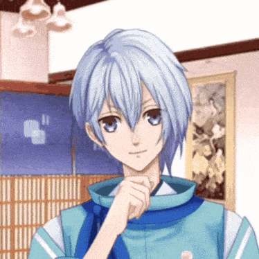 a boy with a blue scarf around his neck is standing in front of a sign that says " ii "