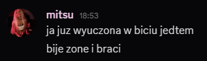 a screenshot of a text message between mitsu and ja juz wyuczona w biciu jestem bije zone i braci