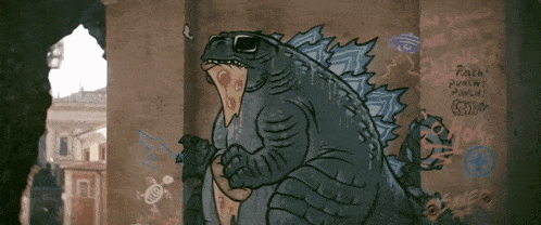 a drawing of a monster on a wall says punch punch punch