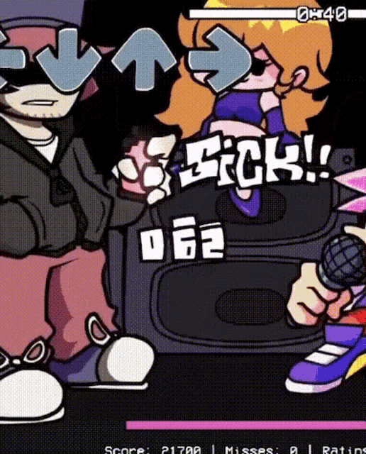 a cartoon of a man holding a microphone and a girl holding a microphone .