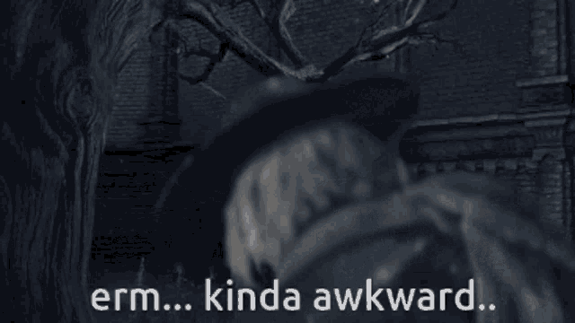 a man with a beard wearing a hat with the words kinda awkward below him