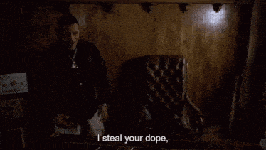 a man laying on a couch with the words `` and then you walk in here and you bring me more meth ''