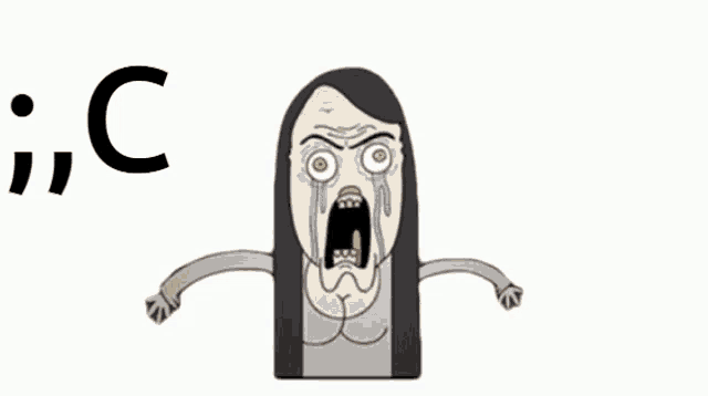 a cartoon drawing of a woman with tears coming out of her eyes