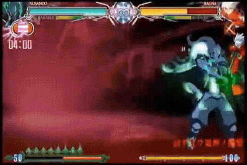 a video game with susanoo and ragna fighting