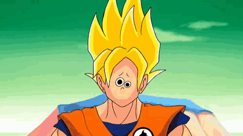 a cartoon of a man with a yellow hair and a black shirt