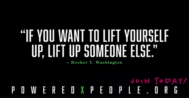 a quote from booker t. washington is displayed on a black background