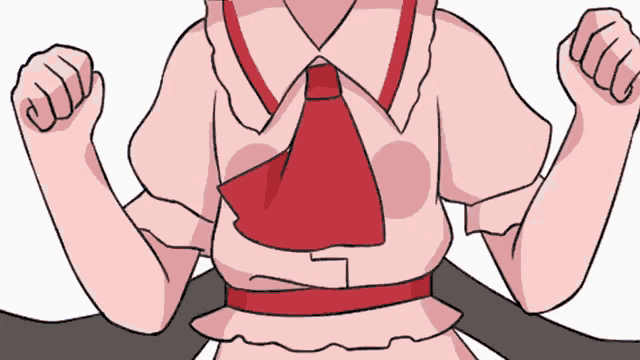 a girl in a pink dress with a red tie