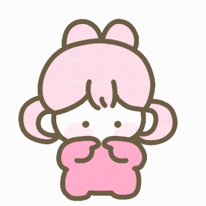 a cartoon drawing of a girl with pink hair and a bow