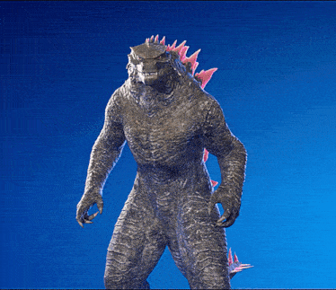 a statue of a monster with pink spikes on it