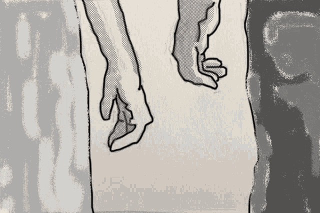 a drawing of a person 's hands on a white background