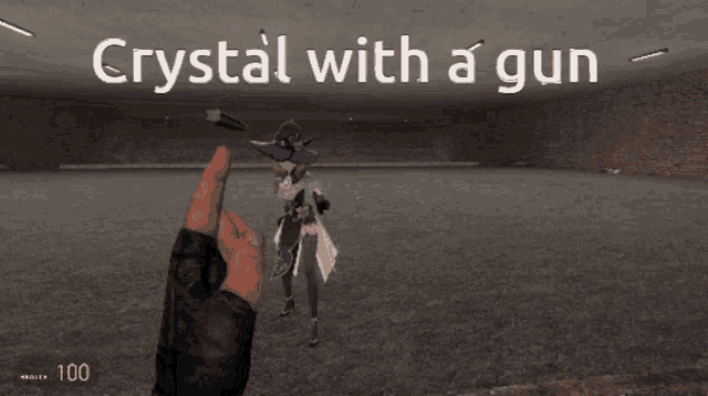 a video game with the words crystal with a gun