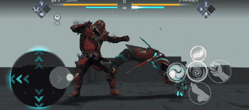 a screenshot of a video game shows a knight and a robot fighting