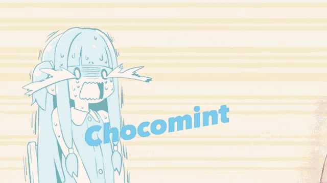 a drawing of a girl with the words chocomint ice ice on it