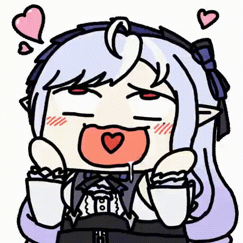 a cartoon character with a heart in her mouth