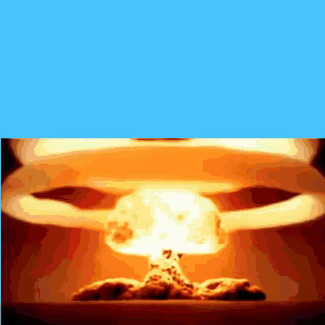 a nuclear explosion with a blue background