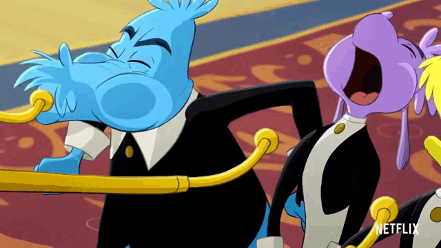 two cartoon characters are standing next to each other with netflix written in the corner