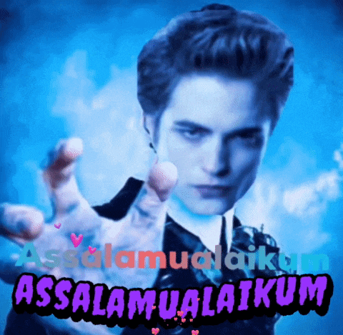 a man in a suit is reaching out with the words assalamualaikum behind him