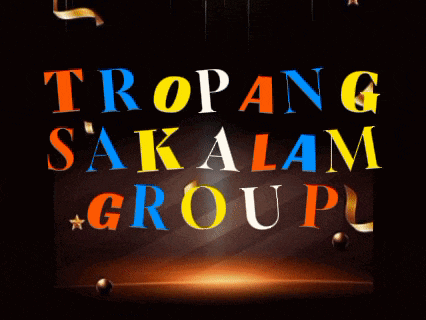 a poster for tropang sakalam group is displayed on a dark background