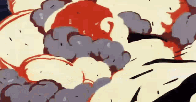 a cartoon of an explosion with smoke coming out of it