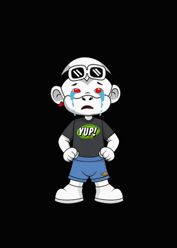 a cartoon character is wearing a shirt that says yupi