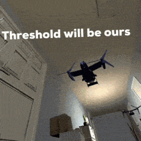 a picture of a drone with the words threshold will be ours on it
