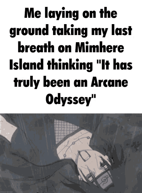 a meme about laying on the ground taking my last breath on miihere island