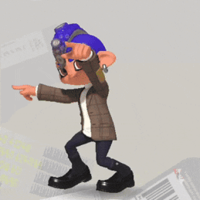 a cartoon character wearing a brown jacket and black boots is giving a thumbs up