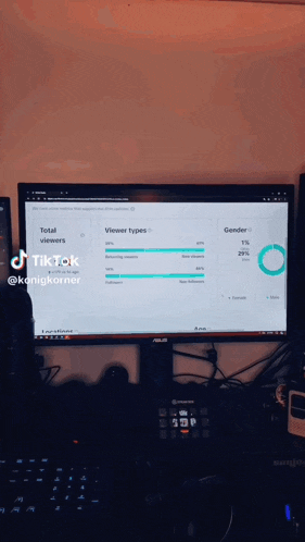 a computer monitor displays a tiktok video