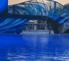 a bridge over a body of blue water