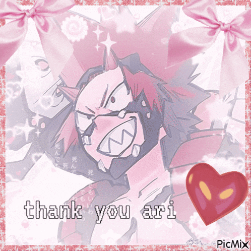 a picture of a cartoon character with the words thank you ari written on it