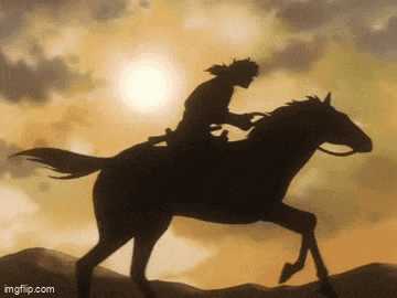 a silhouette of a man riding a horse in the desert