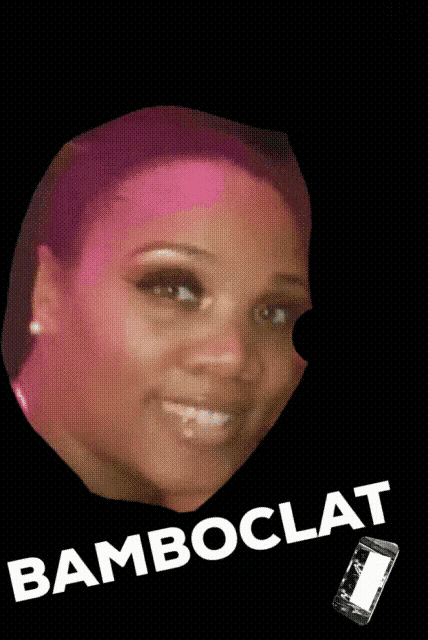 a woman 's face is surrounded by the word bamboclat on a black background