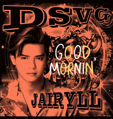 a poster with a man on it that says good morning