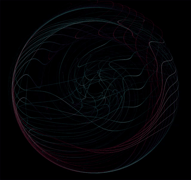a black background with a circle of lines in different colors