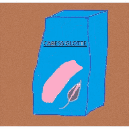 a drawing of a blue box that says caress glove