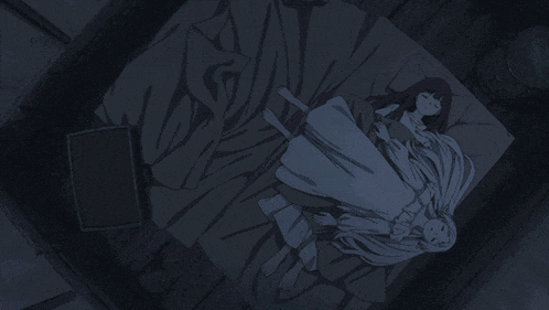 a drawing of a girl with long hair laying down with her eyes closed