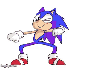 a cartoon drawing of sonic the hedgehog dancing