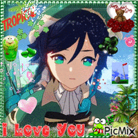 a picture of a girl with green eyes and the words " i love you "