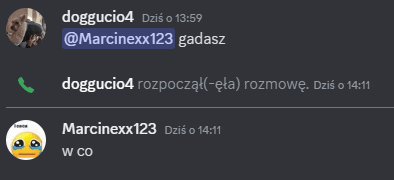 a screenshot of a conversation between doggucio4 and marcinexx123